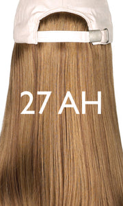 Beige Hat with Long Hair by Henry Margu | shop name | Medical Hair Loss & Wig Experts.