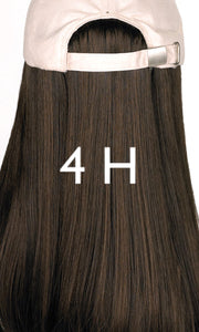 Beige Hat with Long Hair by Henry Margu | shop name | Medical Hair Loss & Wig Experts.