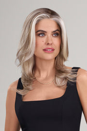 101/88/27s8 • CATALINA BLONDE | Pale Natural Blonde & Pale Warm Blonde with Pale Cool Blonde highlights w/ bright cool blonde money piece shaded with darker rooting