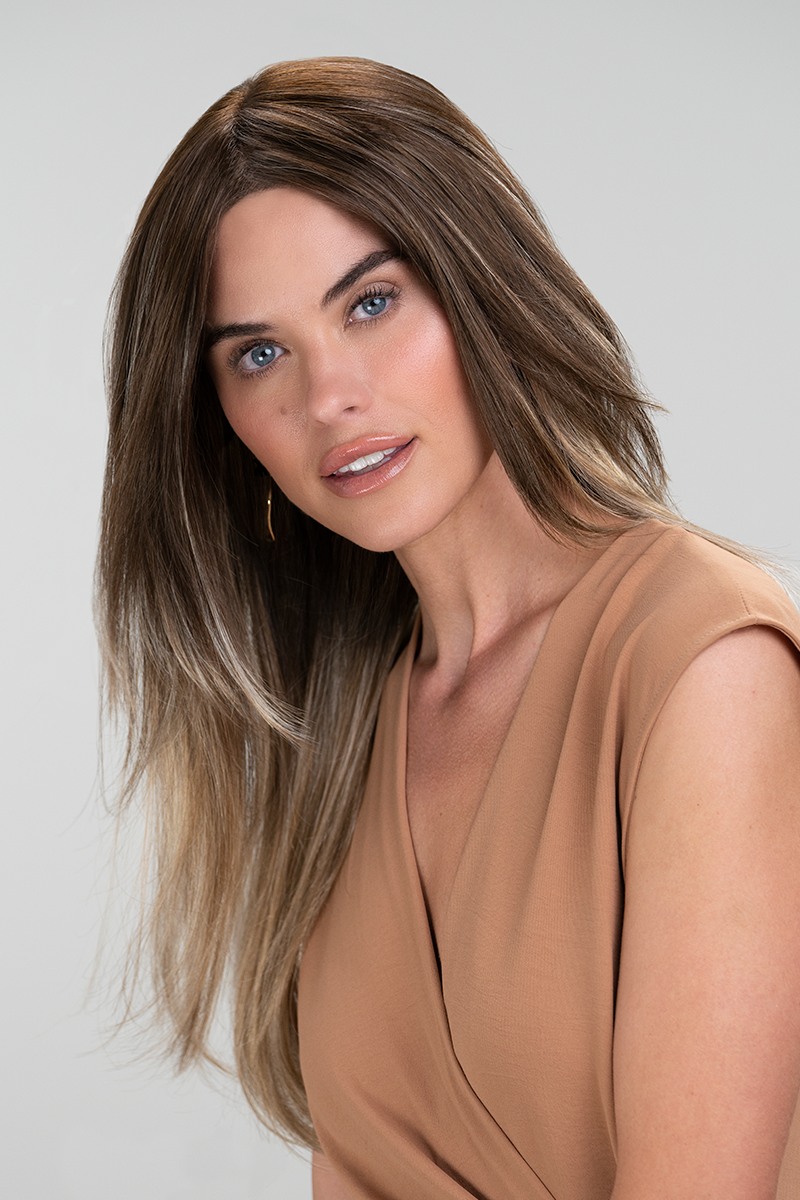 24BT18s8 • SHADED MOCHA | Med Natural Ash Blonde & Light Natural Gold Blonde Blend with Light Natural Gold Blonde tips Shaded with Med Brown